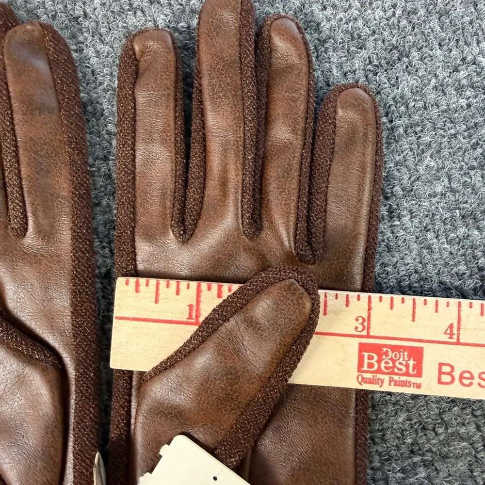 Vintage Grandoe Leather Gloves NOS‎ Brown Stretch On Sides Women Size 6–6½ 1960s
